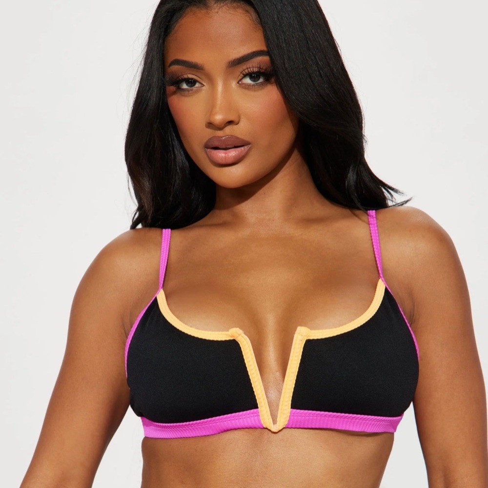 NWT Multicolor Bikini V-Neck Top